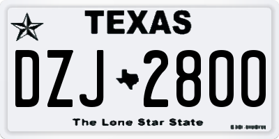 TX license plate DZJ2800