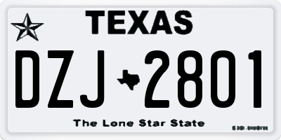 TX license plate DZJ2801