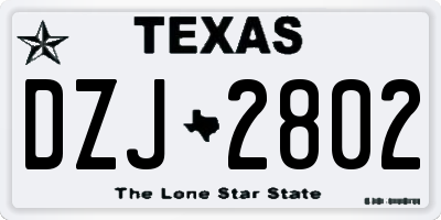 TX license plate DZJ2802
