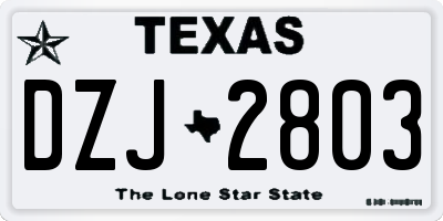 TX license plate DZJ2803