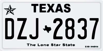 TX license plate DZJ2837