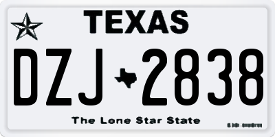 TX license plate DZJ2838