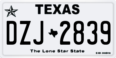 TX license plate DZJ2839