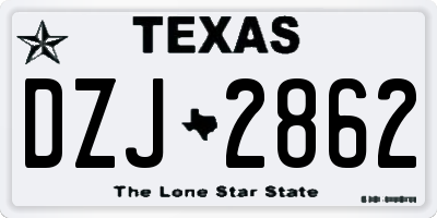 TX license plate DZJ2862