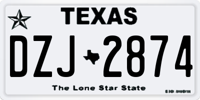 TX license plate DZJ2874
