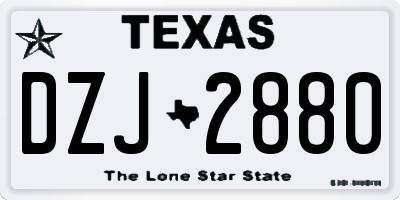 TX license plate DZJ2880