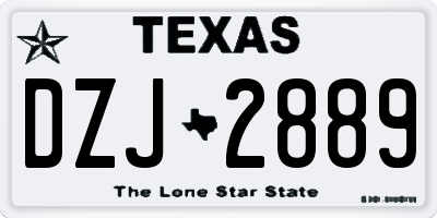 TX license plate DZJ2889