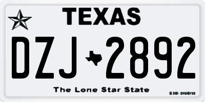 TX license plate DZJ2892