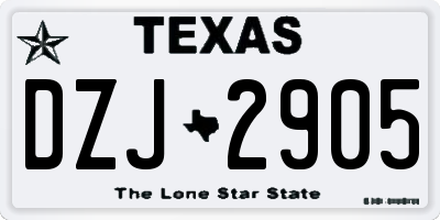 TX license plate DZJ2905