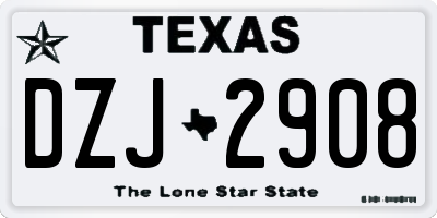 TX license plate DZJ2908