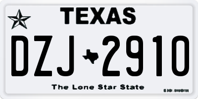 TX license plate DZJ2910