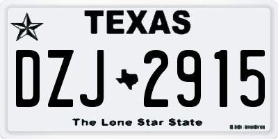 TX license plate DZJ2915