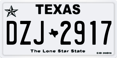 TX license plate DZJ2917