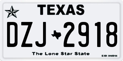 TX license plate DZJ2918