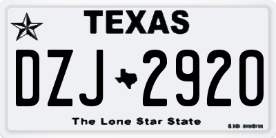 TX license plate DZJ2920