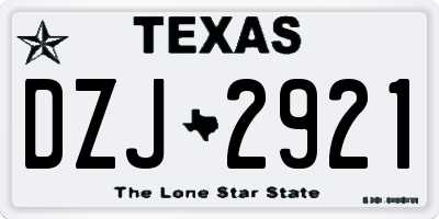 TX license plate DZJ2921