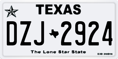 TX license plate DZJ2924