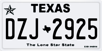 TX license plate DZJ2925