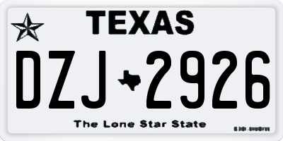 TX license plate DZJ2926