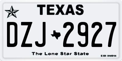 TX license plate DZJ2927