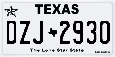 TX license plate DZJ2930