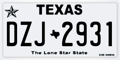 TX license plate DZJ2931