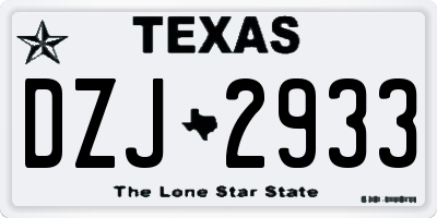 TX license plate DZJ2933