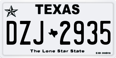 TX license plate DZJ2935