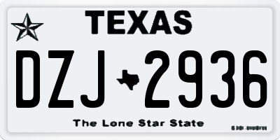 TX license plate DZJ2936