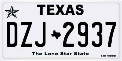TX license plate DZJ2937