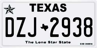 TX license plate DZJ2938