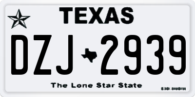 TX license plate DZJ2939