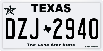 TX license plate DZJ2940