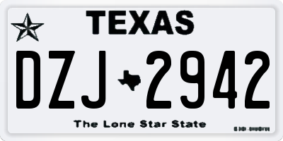 TX license plate DZJ2942