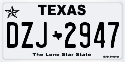 TX license plate DZJ2947