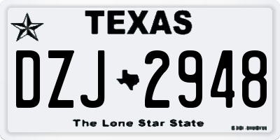 TX license plate DZJ2948