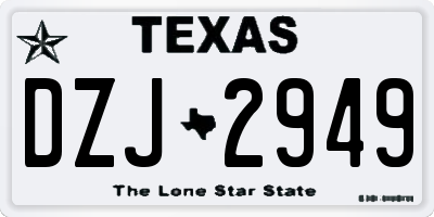 TX license plate DZJ2949