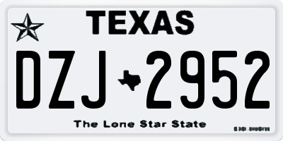 TX license plate DZJ2952
