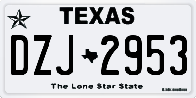 TX license plate DZJ2953