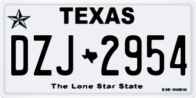 TX license plate DZJ2954