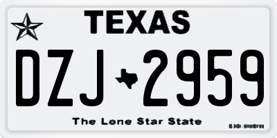 TX license plate DZJ2959