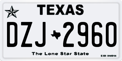 TX license plate DZJ2960