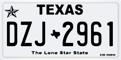 TX license plate DZJ2961