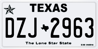 TX license plate DZJ2963