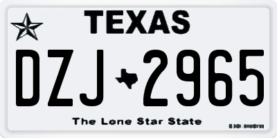 TX license plate DZJ2965