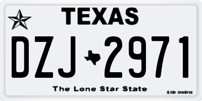 TX license plate DZJ2971