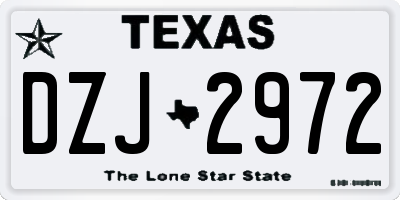 TX license plate DZJ2972