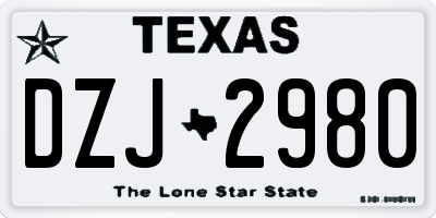 TX license plate DZJ2980
