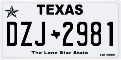 TX license plate DZJ2981