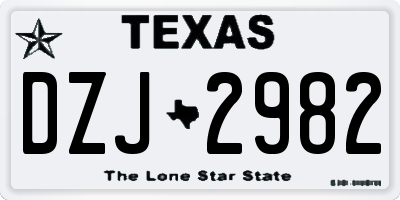 TX license plate DZJ2982